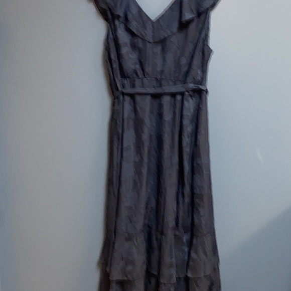 NWT GRACE KARIN WO SIZE XL NAVY BLUE BELTED FLORALDESIGN RUFFLES FAUX WRAP DRESS - Picture 11 of 13